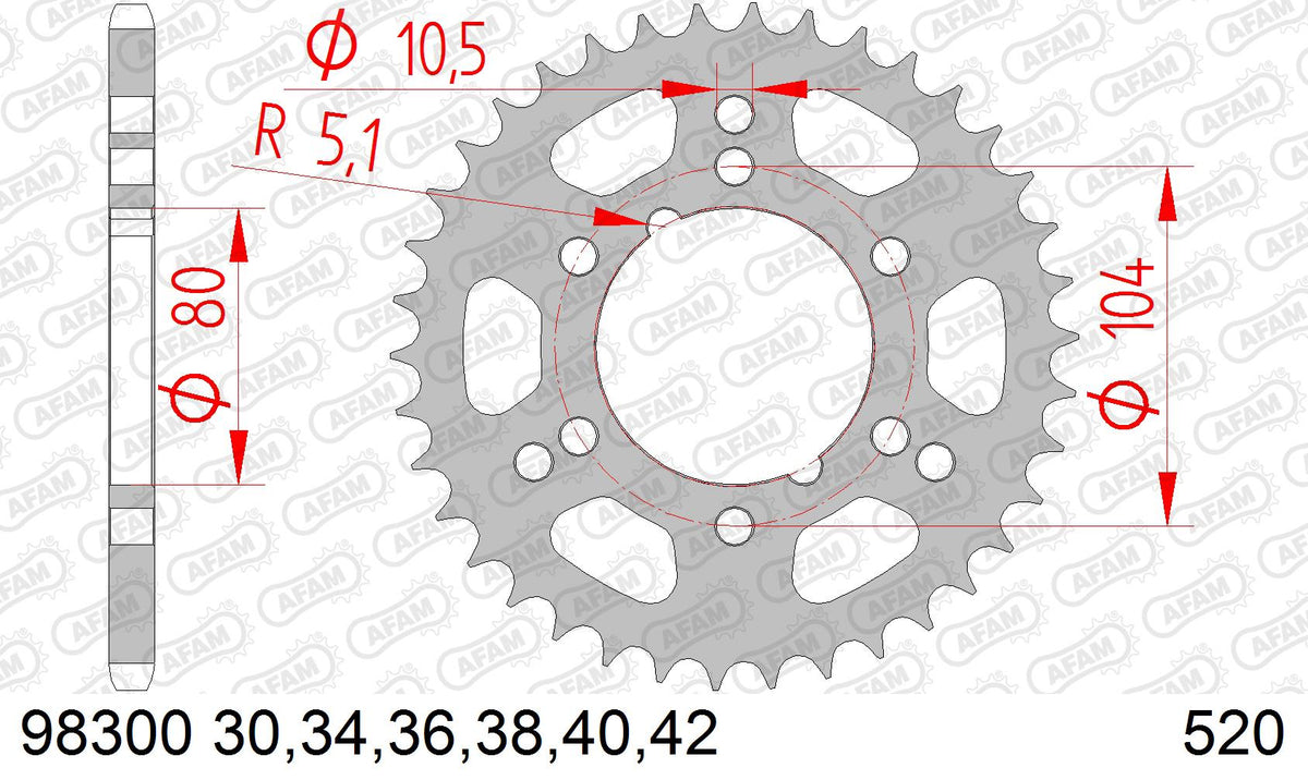 AFAM Tagumine hammasratas 98300-30, 30z, samm 520, teras