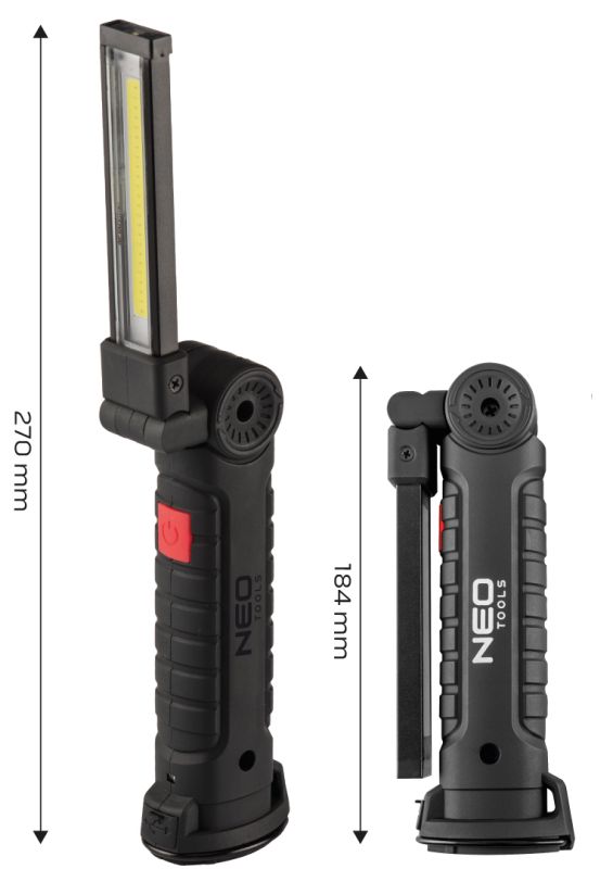 NEO Tools Aku-töökojalamp 200 lm COB ja taskulamp