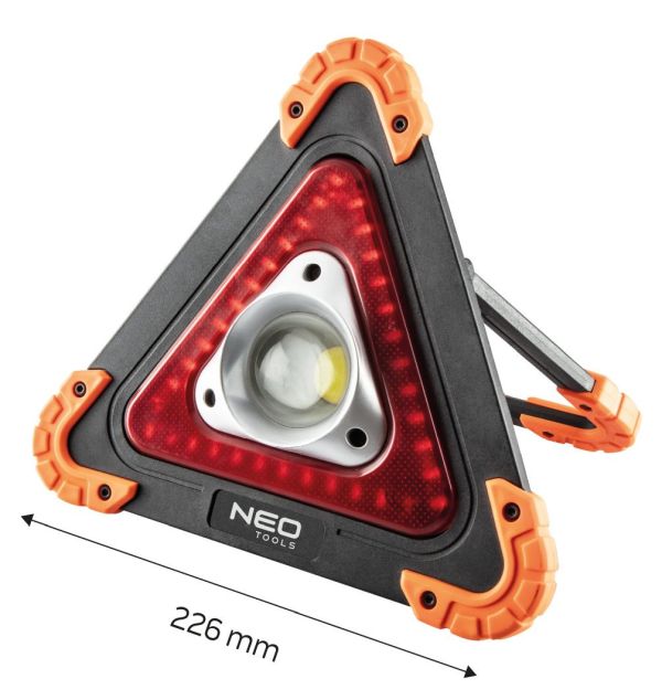 NEO Tools Patareilamp ja hoiatuskolmnurk 2 ühes