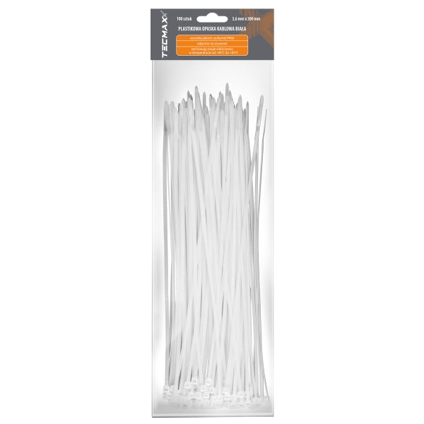 Tecmaxx Kaablisidemed 300 x 3,6 mm, valge, 100 tk