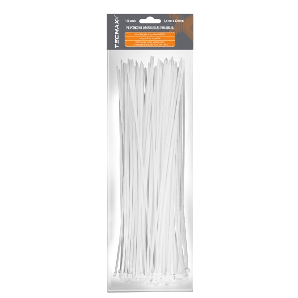Tecmaxx Kaablisidemed 370 x 3,6 mm, valge, 100 tk