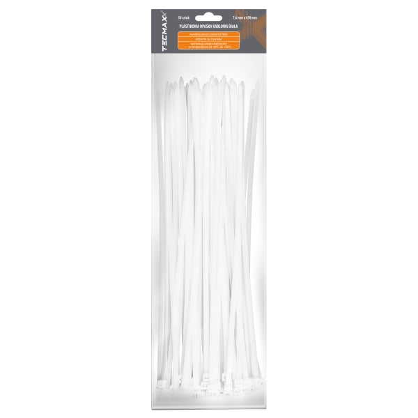 Tecmaxx Kaablisidemed 300 x 7,6 mm, valge, 50 tk
