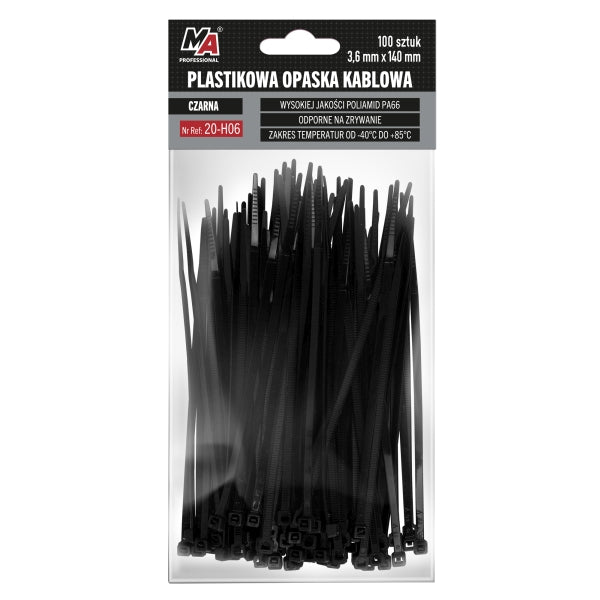 Moje Auto Kaablisidemed 2,5 x 160 mm, must, 100 tk