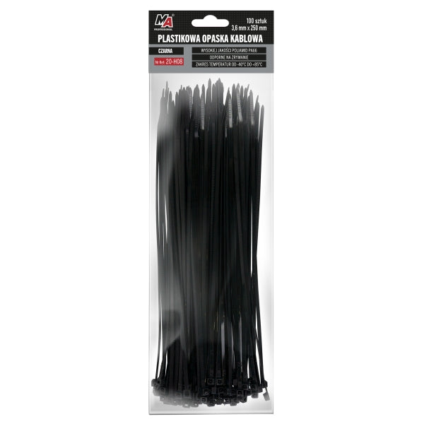 Moje Auto Kaablisidemed 3,6 x 140 mm, must, 100 tk