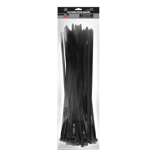 Moje Auto Kaablisidemed 7,6 x 370 mm, must, 50 tk