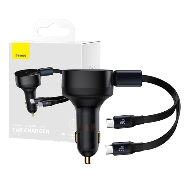 Baseus Autolaadija Enjoyment USB-C kaablitega, 33 W, must
