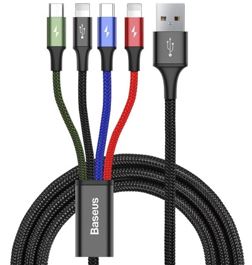 Baseus Multilaadimiskaabel 4in1 USB-C / 2x Lightning / Micro, 3,5 A, 1,2 m, must