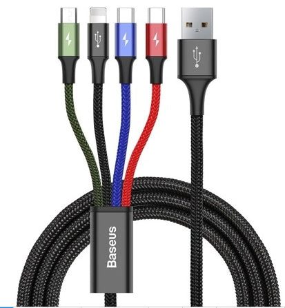 Baseus Multilaadimiskaabel 4in1 2x USB-C / Lightning / Micro, 3,5 A, 1,2 m, must