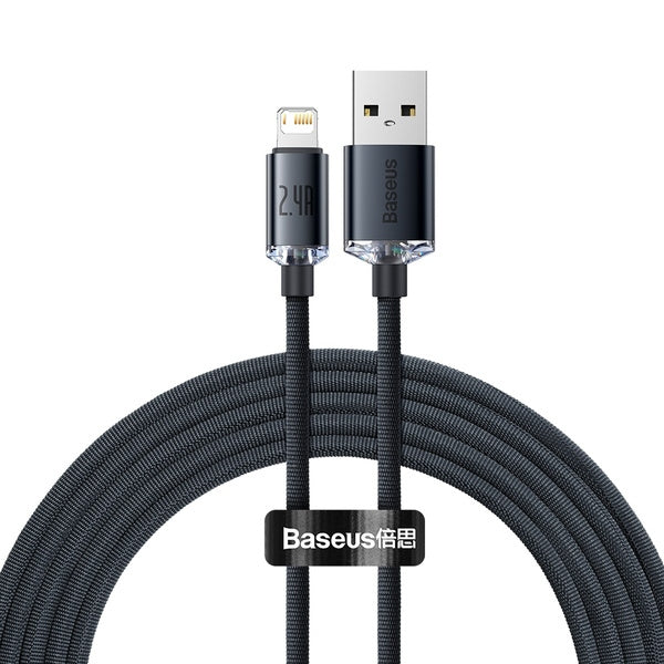 Baseus Laadimiskaabel USB - Lightning Crystal Shine, 2,4 A, 2 m, must