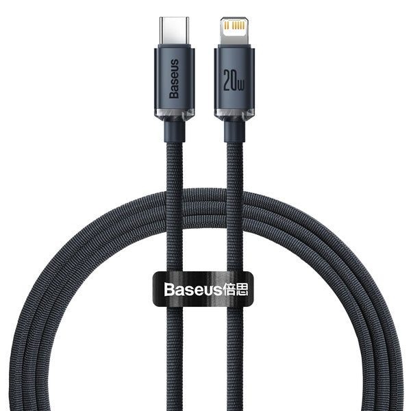 Baseus Laadimiskaabel USB-C - Lightning Crystal Shine, 20 W, PD, 2 m, must