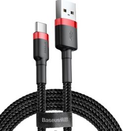 Baseus Laadimiskaabel USB - USB-C Cafule, 2 A, 3 m, punane-must