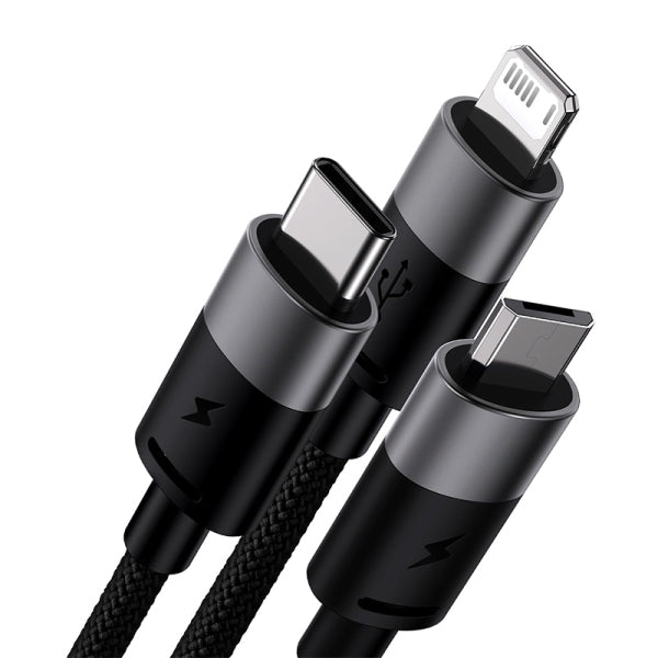 Baseus Multilaadimiskaabel 3in1 StarSpeed USB-C + Micro USB + Lightning, 3,5 A, 1,2 m, must