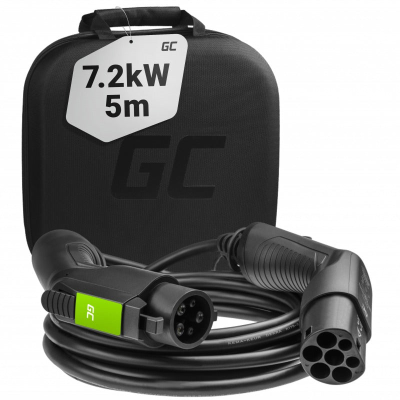 Green Cell Elektriauto laadimiskaabel 7,2 kW, 32 A, 5 m