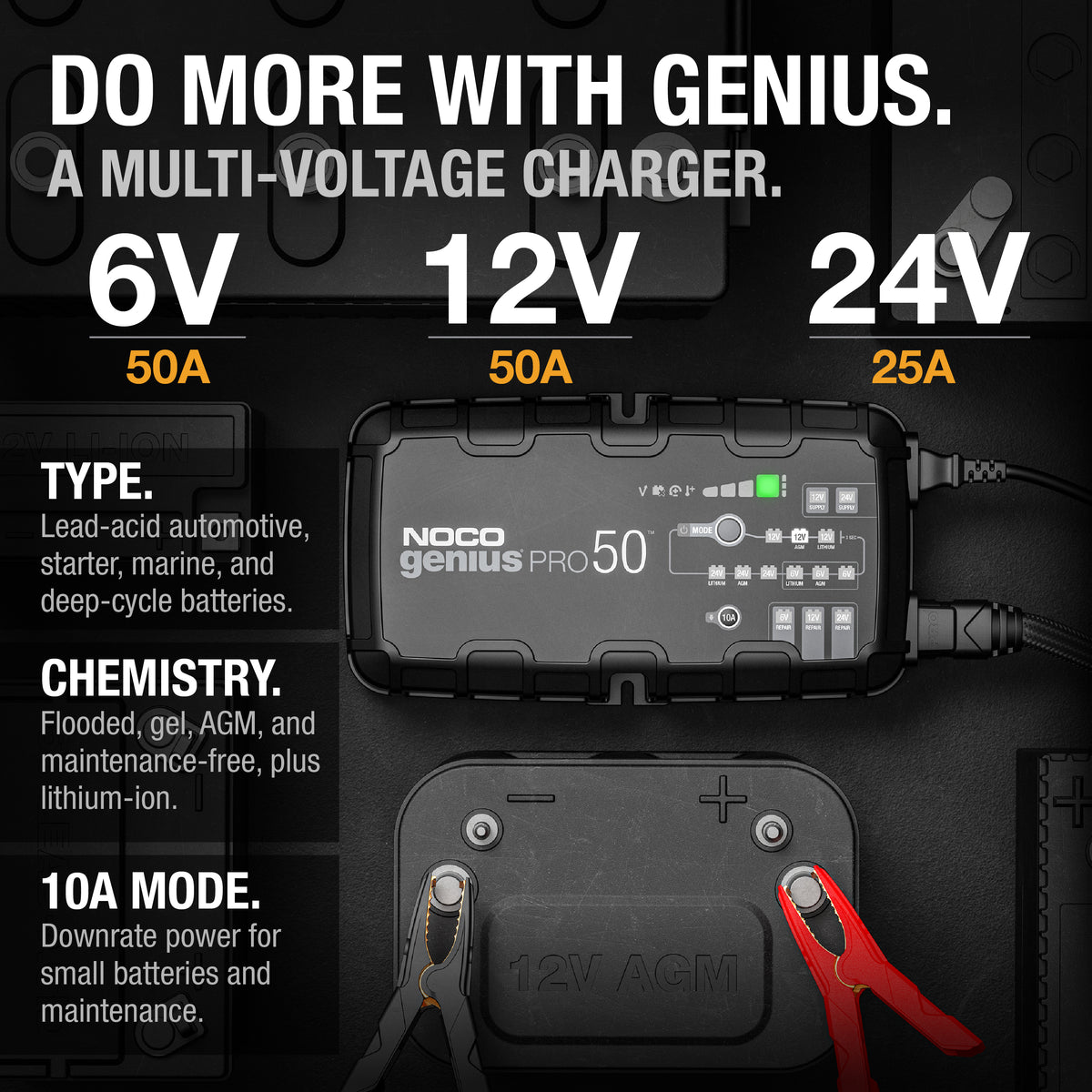 NOCO GENIUS PRO50 professionaalne akulaadija 6 V 12 V 24 V 50 A