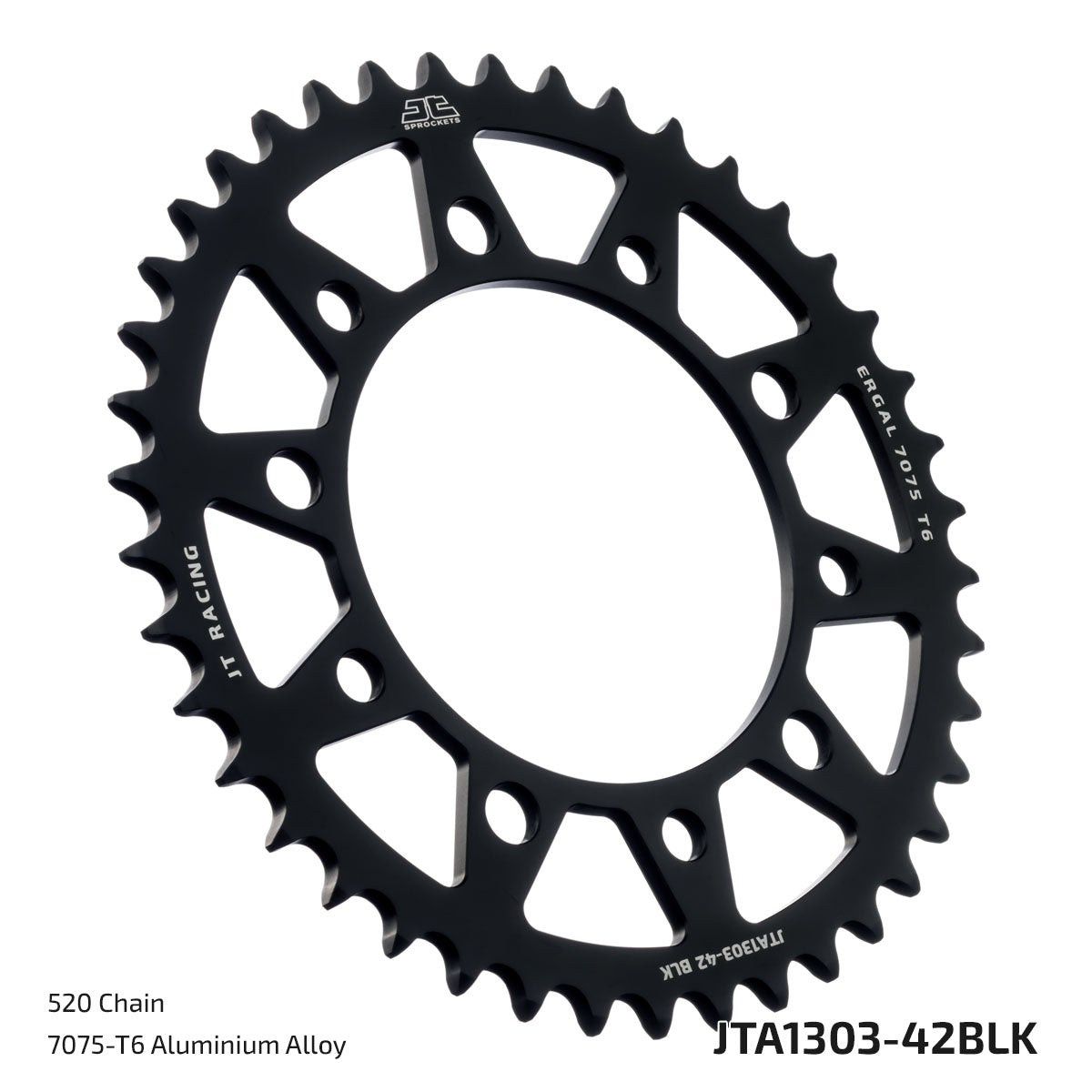 JT Sprockets Tagumine hammasratas JTA1303.42BLK, 42z, samm 520, RaceLite alumiinium, must