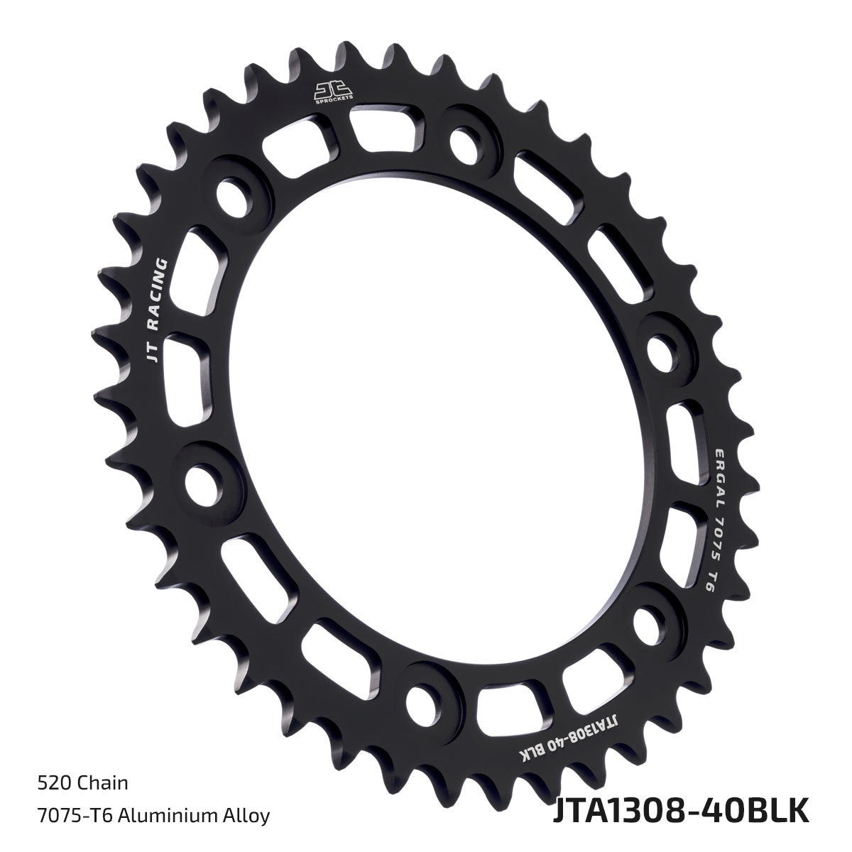 JT Sprockets Tagumine hammasratas JTA1308.40BLK, 40z, samm 520, RaceLite alumiinium, must
