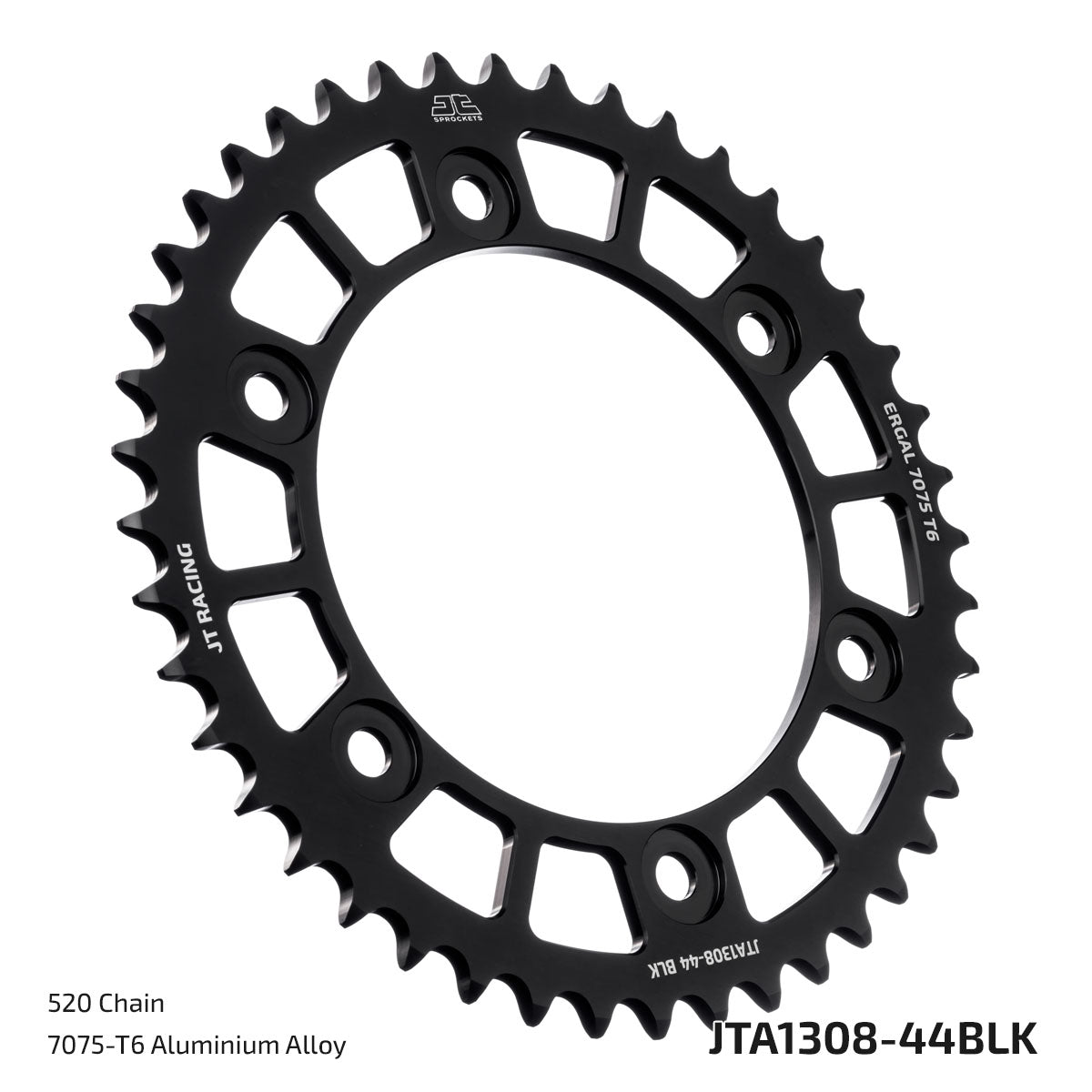 JT Sprockets Tagumine hammasratas JTA1308.44BLK, 44z, samm 520, RaceLite alumiinium, must
