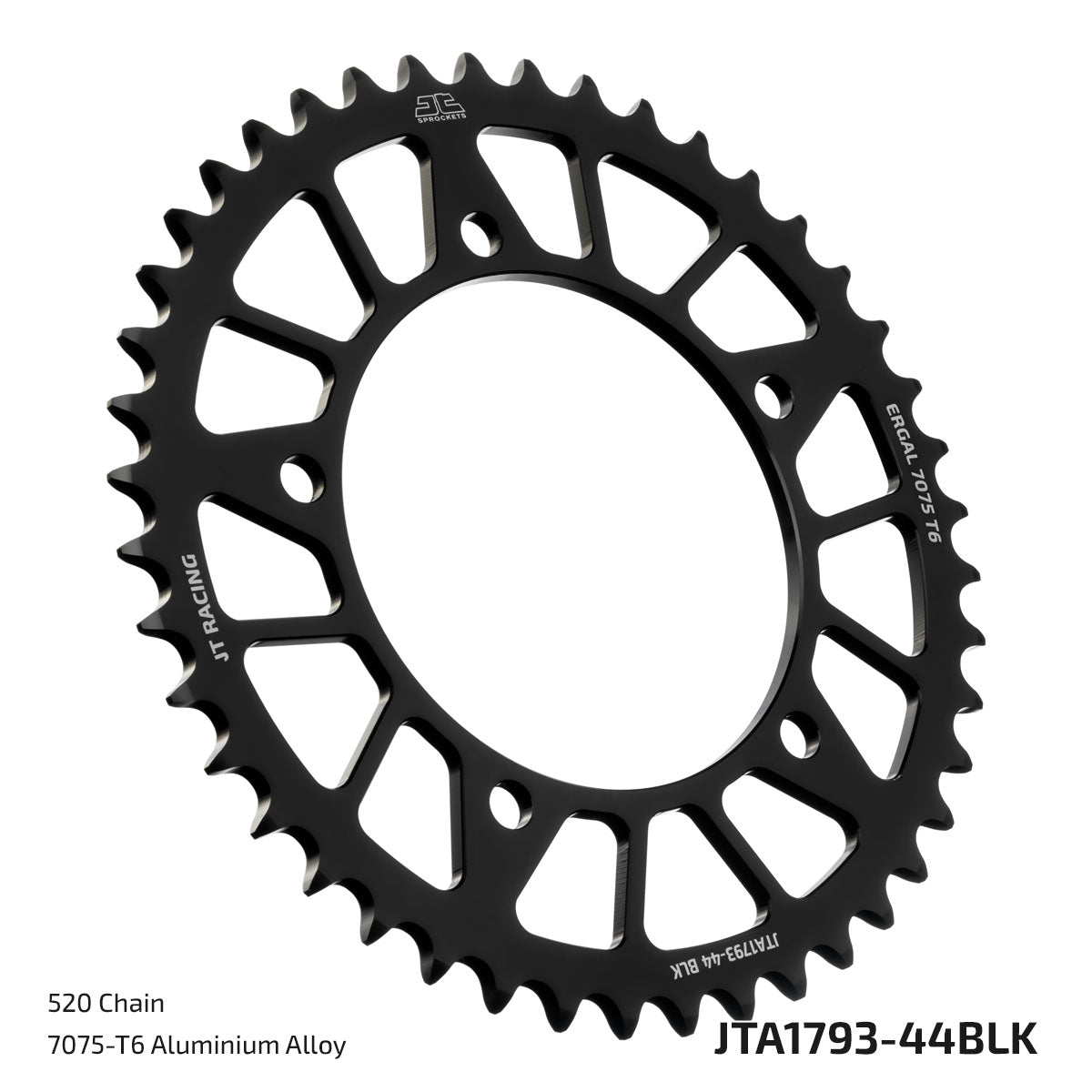 JT Sprockets Tagumine hammasratas JTA1793.44BLK, 44z, samm 520, RaceLite alumiinium, must