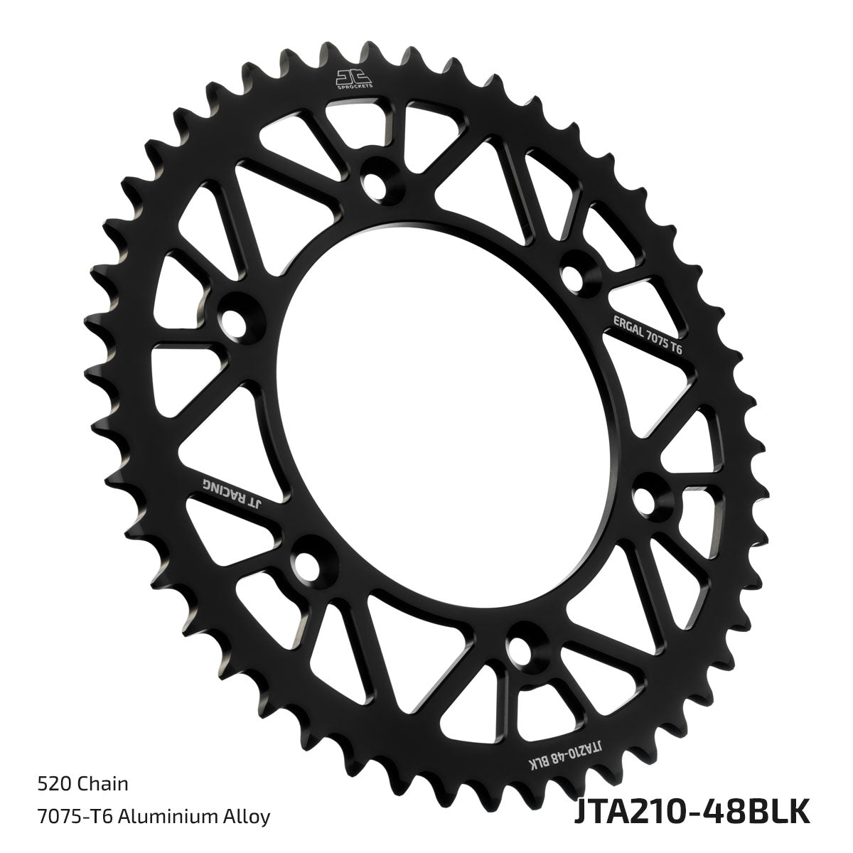 JT Sprockets Tagumine hammasratas JTA210.48BLK, 48z, samm 520, RaceLite alumiinium, must