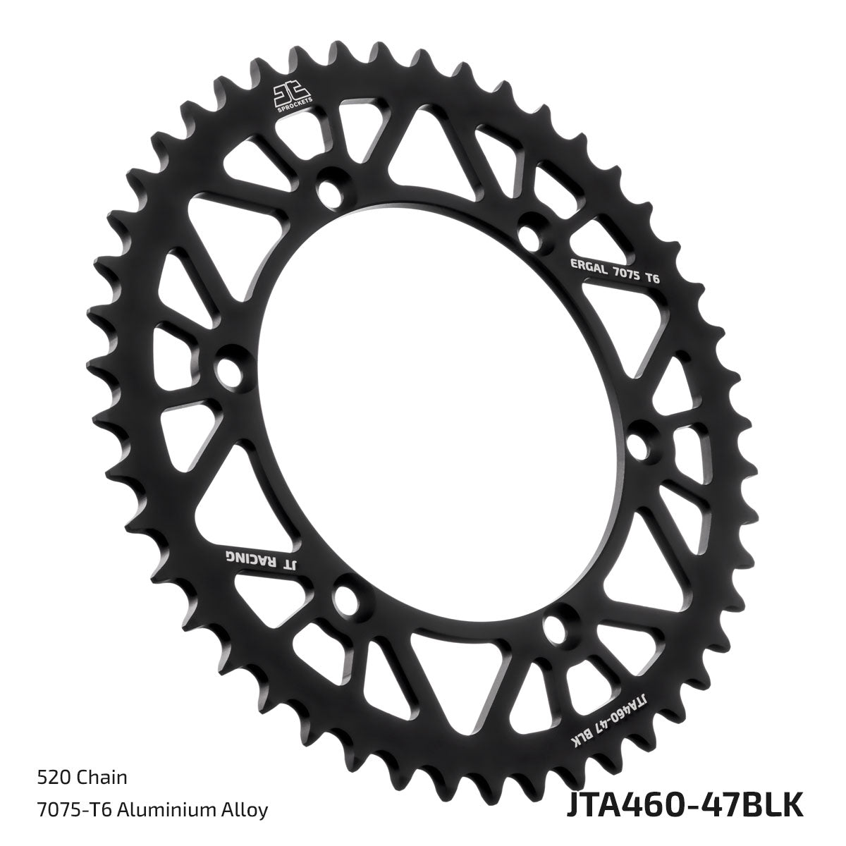 JT Sprockets Tagumine hammasratas JTA460.47BLK, 47z, samm 520, RaceLite alumiinium, must