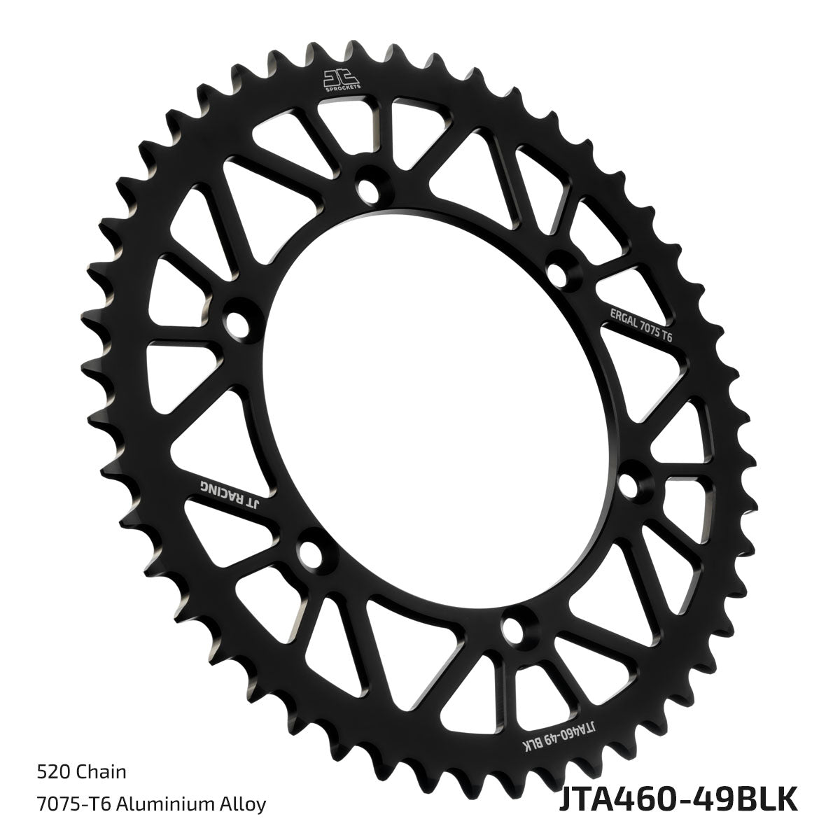 JT Sprockets Tagumine hammasratas JTA460.49BLK, 49z, samm 520, RaceLite alumiinium, must
