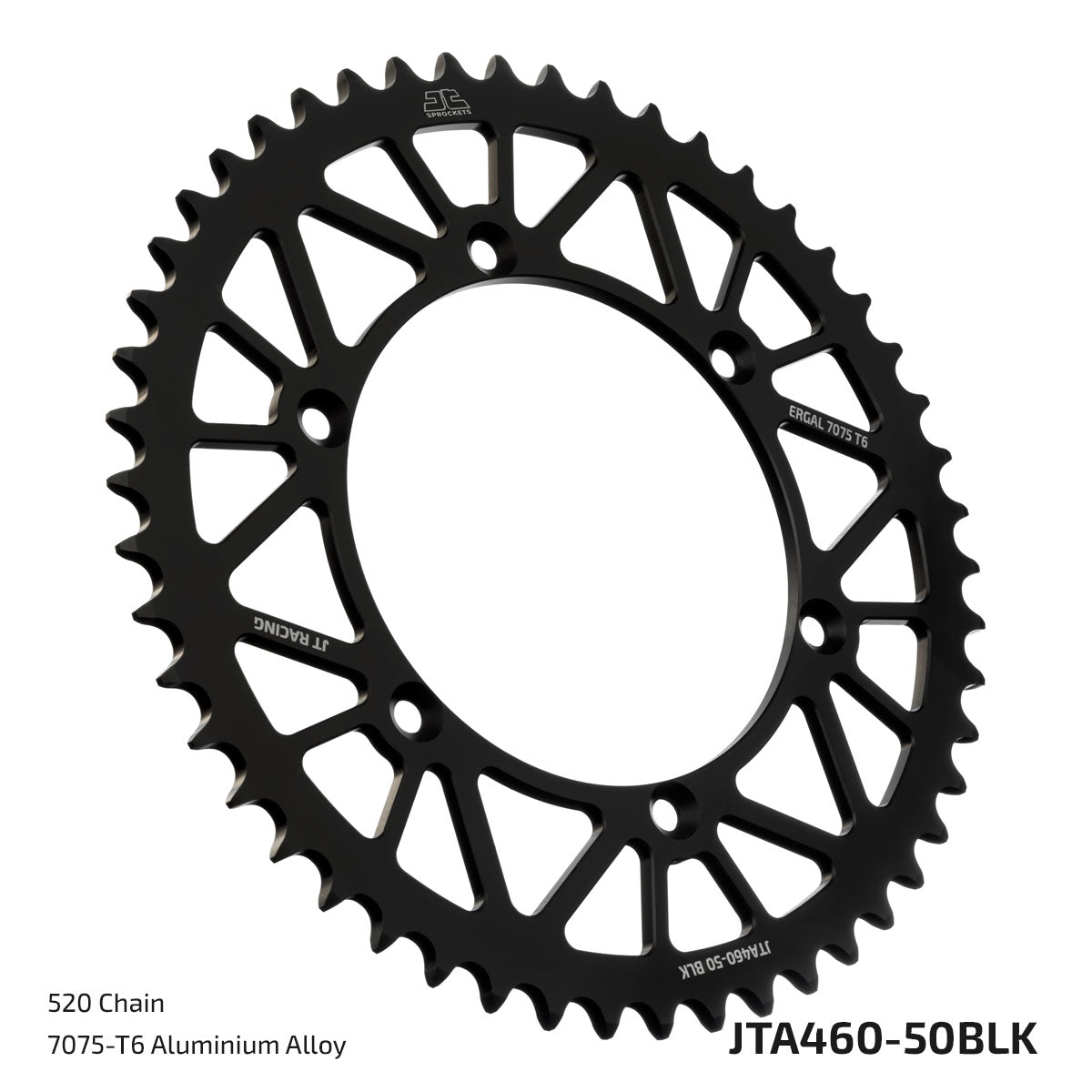 JT Sprockets Tagumine hammasratas JTA460.50BLK, 50z, samm 520, RaceLite alumiinium, must