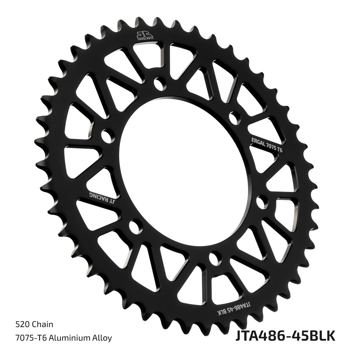 JT Sprockets Tagumine hammasratas JTA486.45BLK, 45z, samm 520, RaceLite alumiinium, must