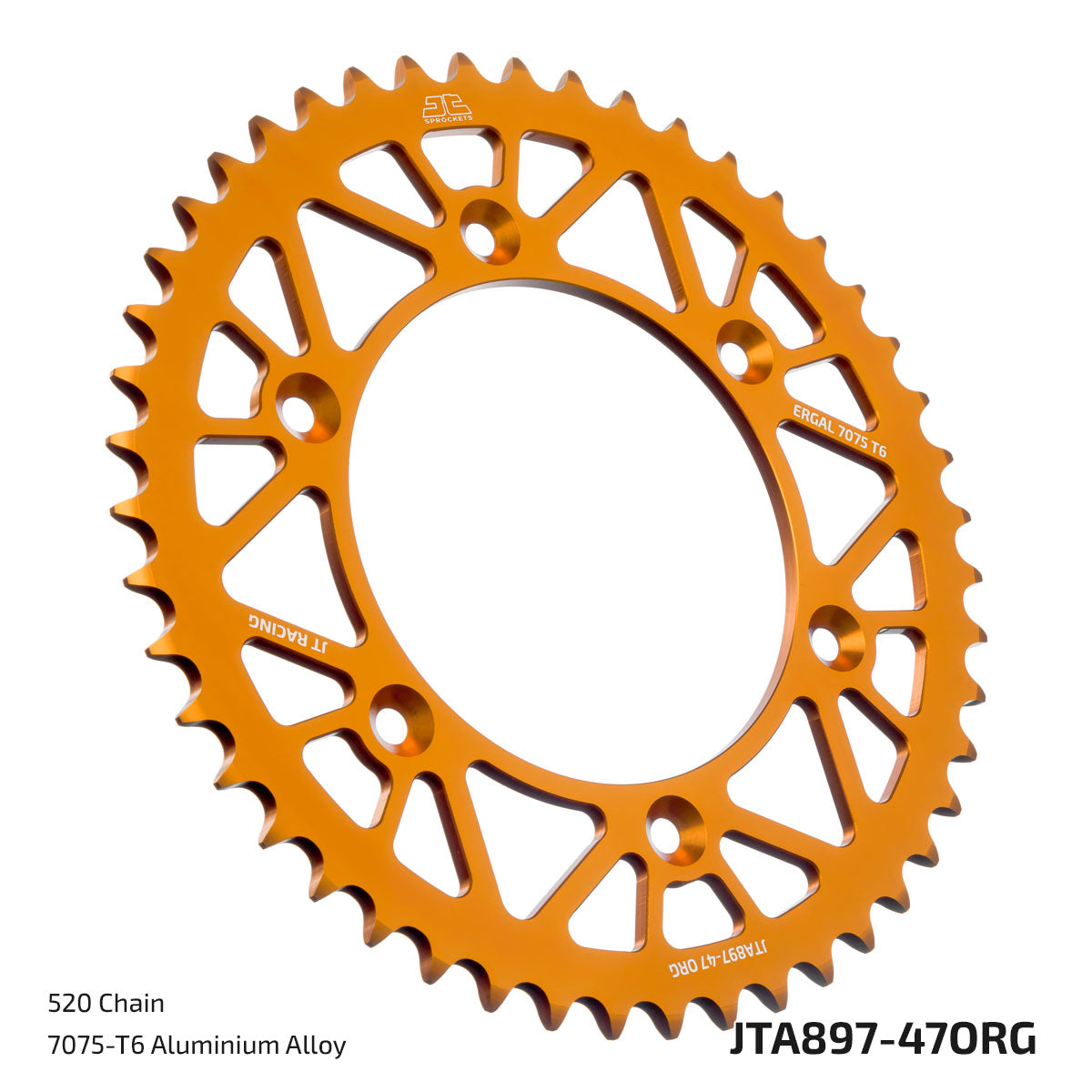 JT Sprockets Tagumine hammasratas JTA897.47ORG, 47z, samm 520, RaceLite alumiinium, oranž