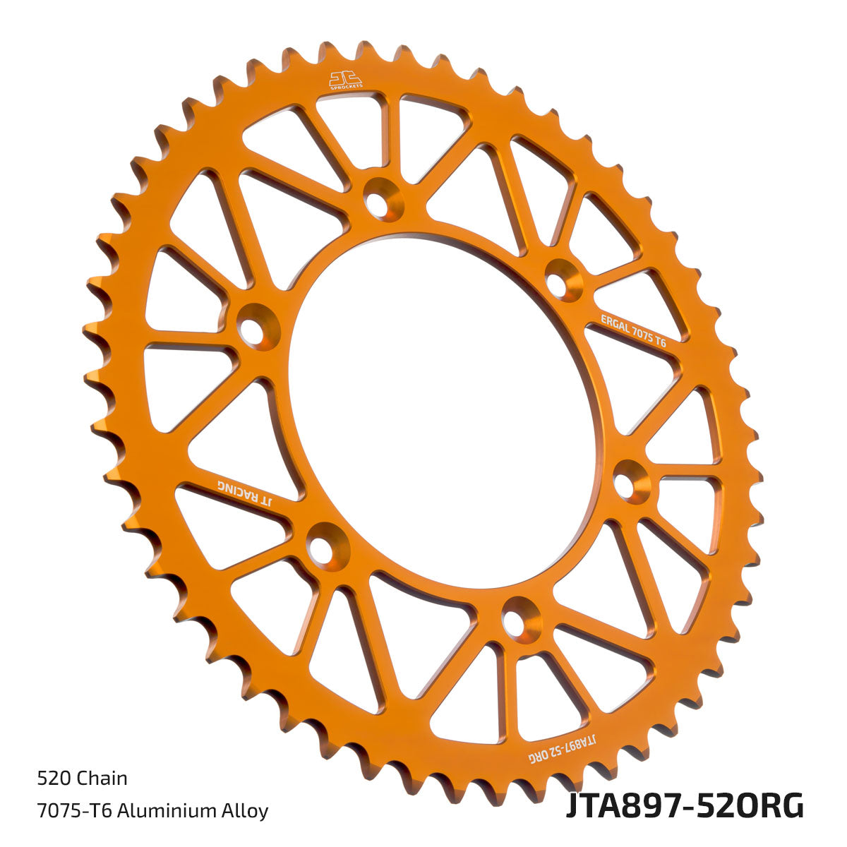 JT Sprockets Tagumine hammasratas JTA897.52ORG, 52z, samm 520, RaceLite alumiinium, oranž