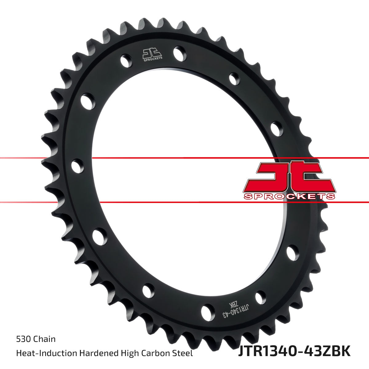 JT Sprockets Tagumine hammasratas JTR1340.43ZBK, 43z, samm 530, must tsinkkate