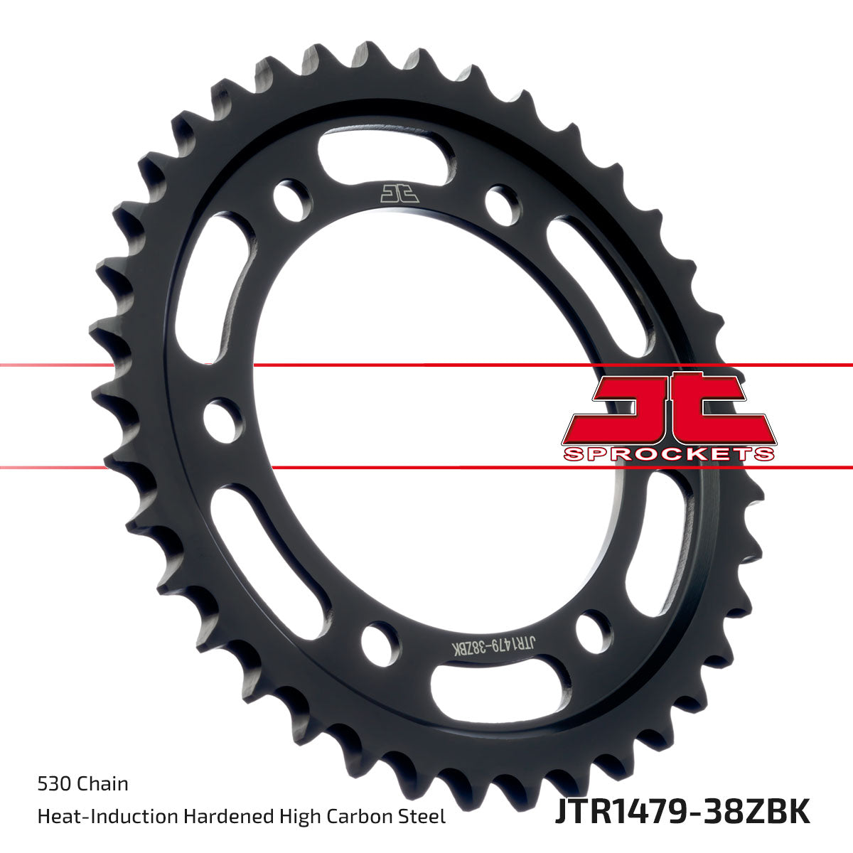 JT Sprockets Tagumine hammasratas JTR1479.38ZBK, 38z, samm 530, must tsinkkate