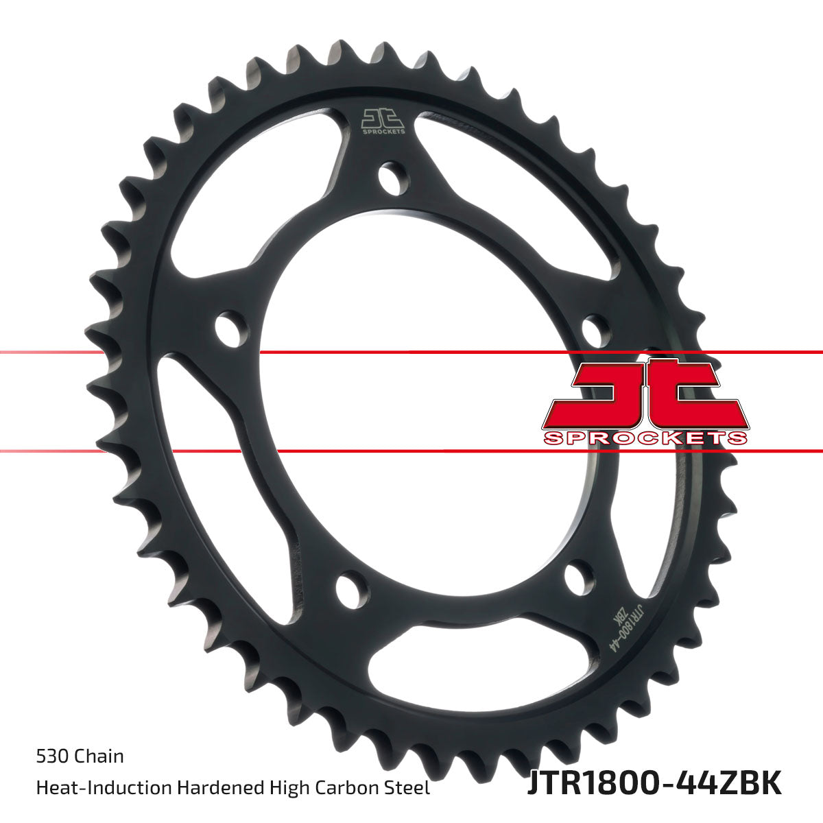 JT Sprockets Tagumine hammasratas JTR1800.44ZBK, 44z, samm 530, must tsinkkate