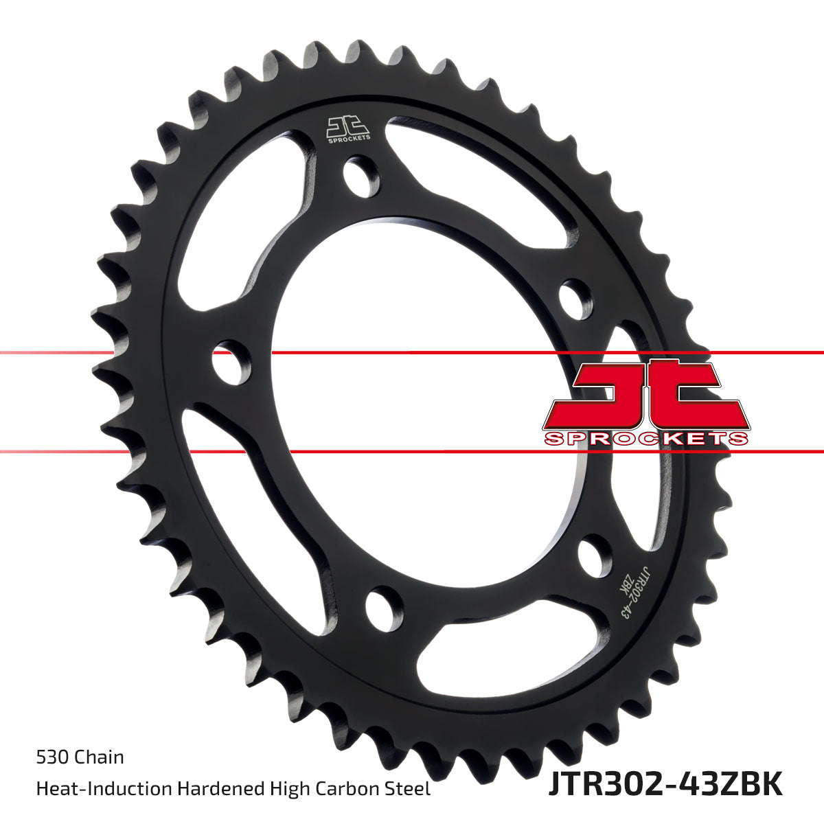 JT Sprockets Tagumine hammasratas JTR302.43ZBK, 43z, samm 530, must tsinkkate