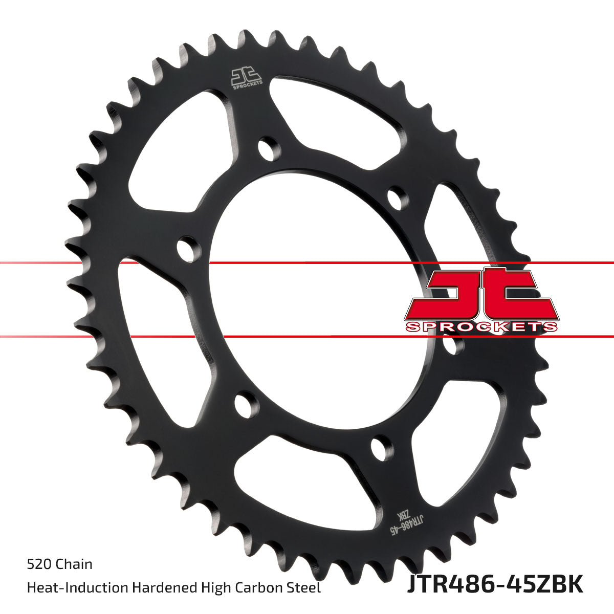 JT Sprockets Tagumine hammasratas JTR486.45ZBK, 45z, samm 520, must tsinkkate