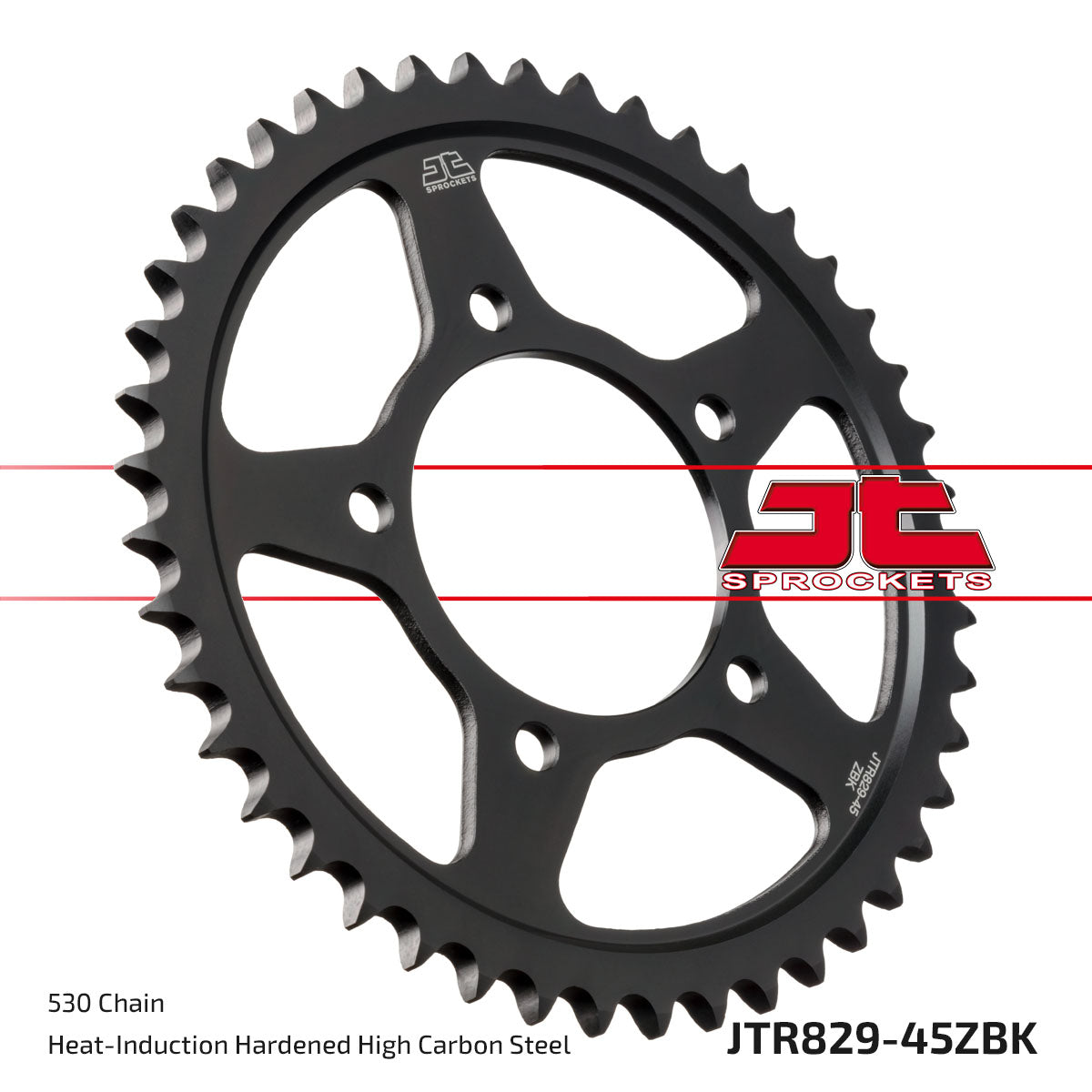 JT Sprockets Tagumine hammasratas JTR829.45ZBK, 45z, samm 530, must tsinkkate