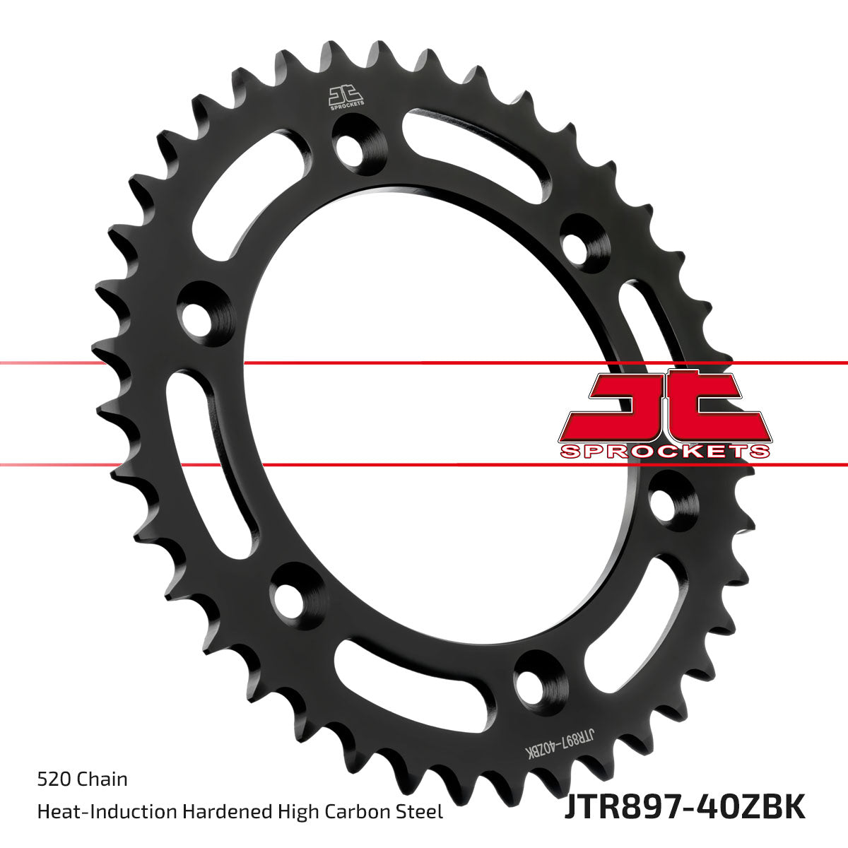 JT Sprockets Tagumine hammasratas JTR897.40ZBK, 40z, samm 520, must tsinkkate