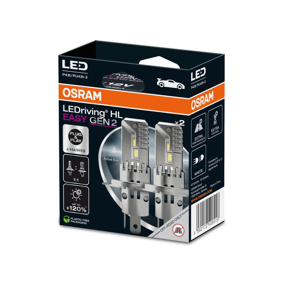 OSRAM LEDriving HL EASY GEN 2 H4/H19 12 V 24 W LED-pirn