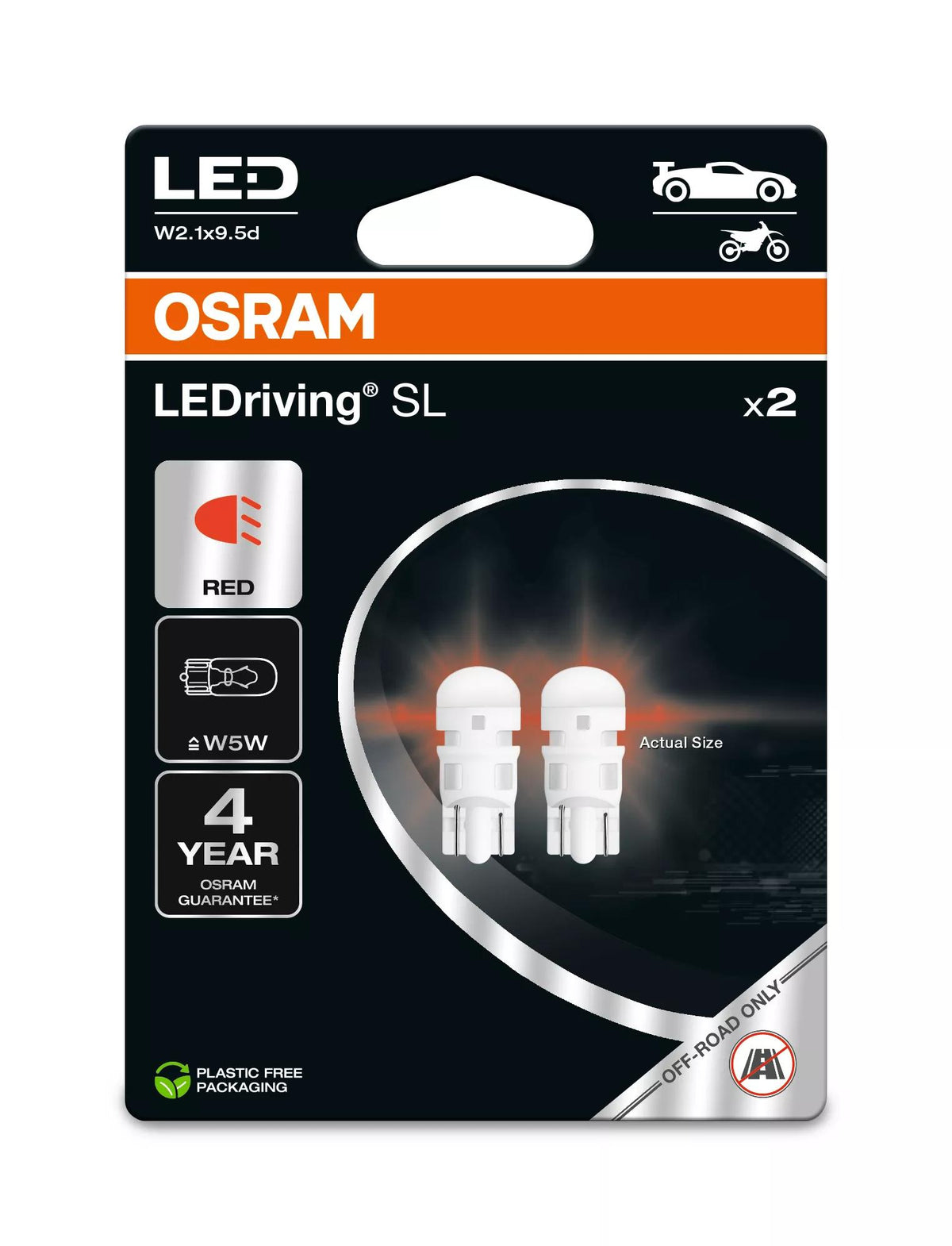 OSRAM LEDriving SL W5W RED 12 V 1 W LED-signaalpirn