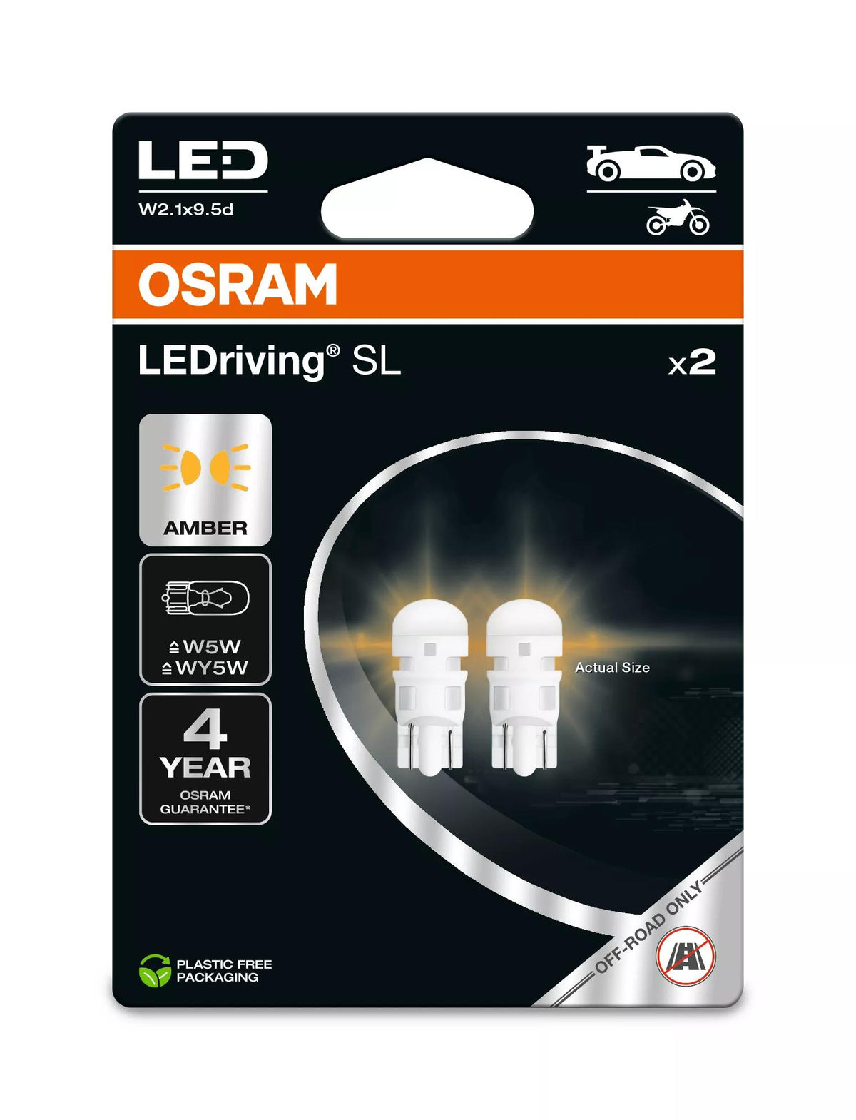 OSRAM LEDriving SL W5W YELLOW 12 V 1 W LED-signaalpirn
