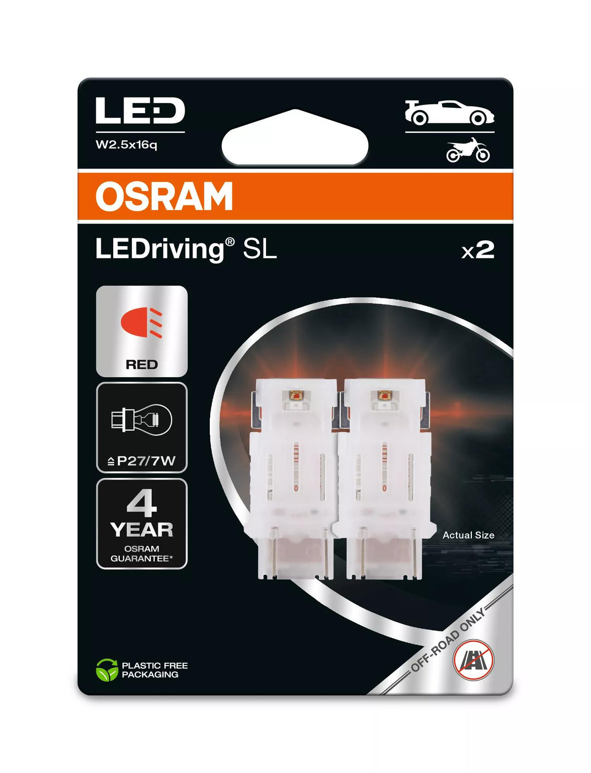 OSRAM LEDriving SL P27/7W RED 12 V 1 W LED-signaalpirn