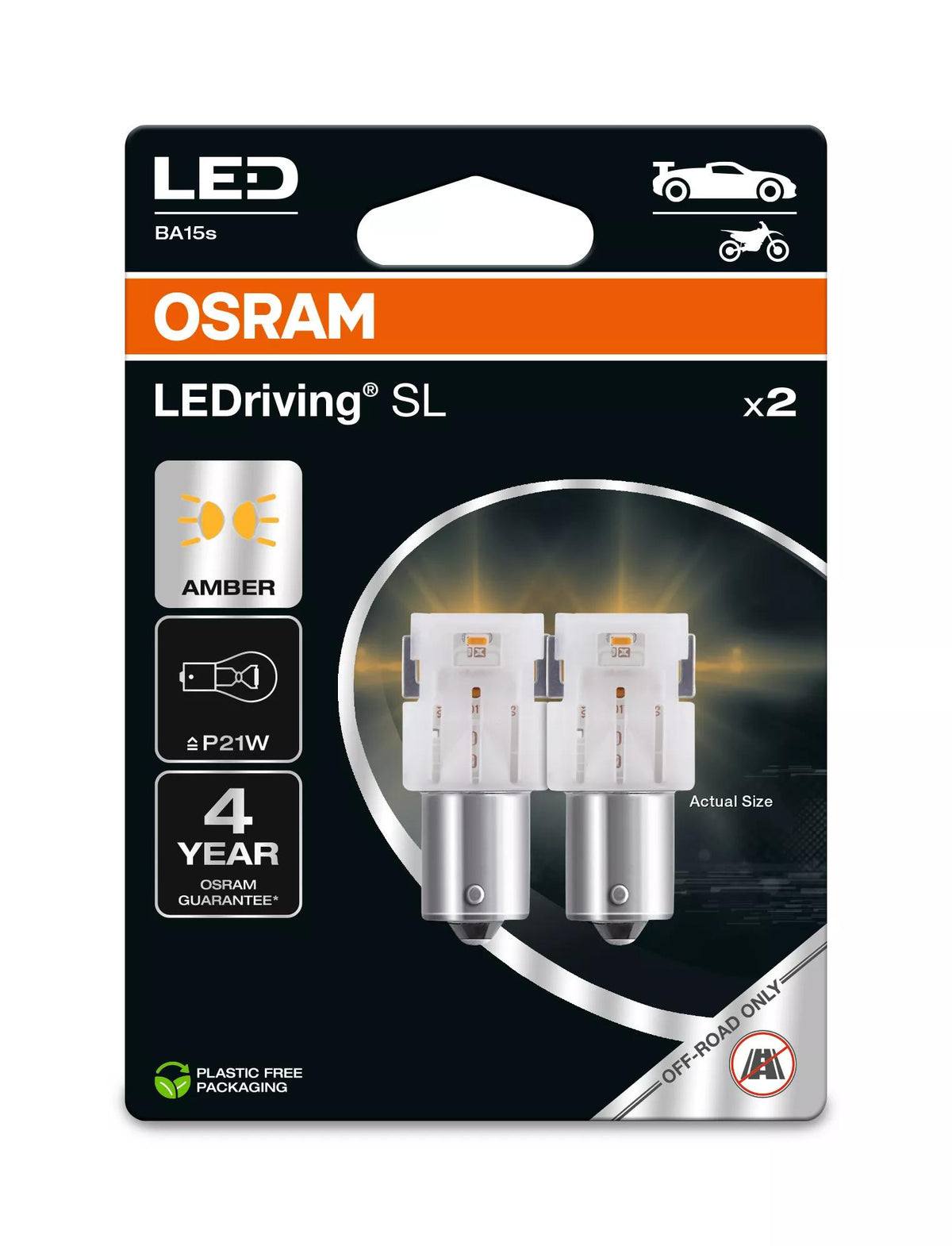 OSRAM LEDriving SL P21W YELLOW 12 V 1 W LED-signaalpirn