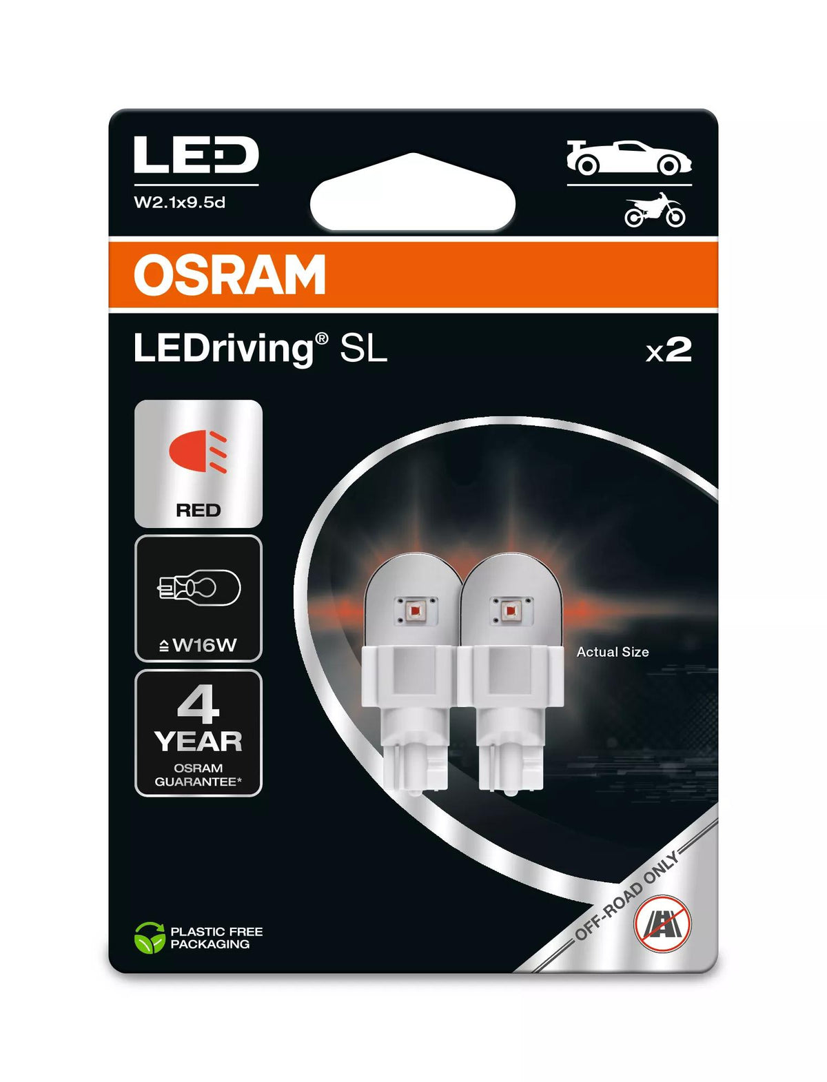 OSRAM LEDriving SL W16W RED 12 V 1 W LED-signaalpirn