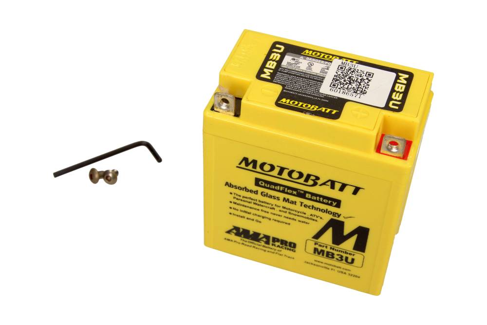 Motobatt Mootorratta aku 12V 3Ah 50A, plusspool paremal