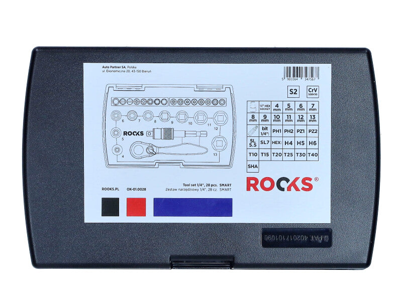 ROOKS Tööriistakomplekt 1/4″ 28 osa SMART