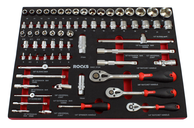 ROOKS Tööriistakomplekt 1/4″ 3/8″ 1/2″ 72 osa