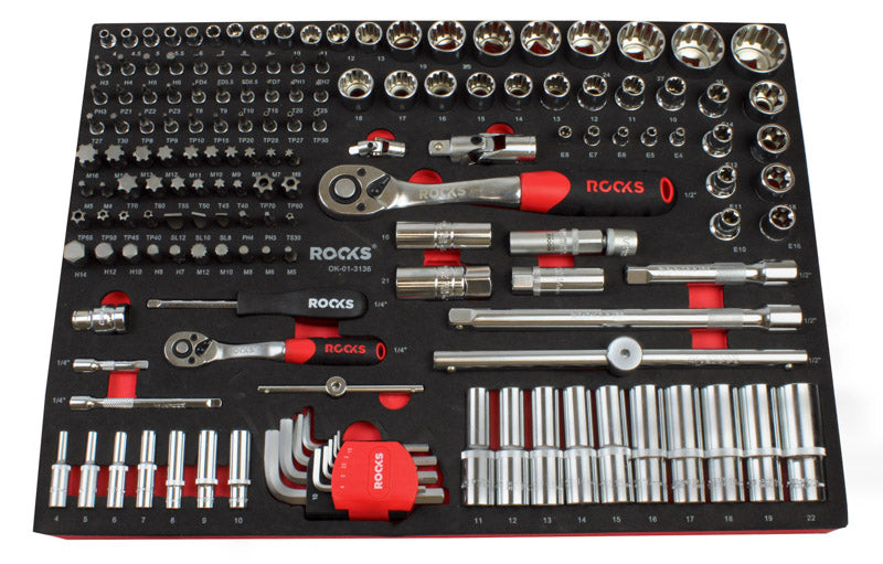 ROOKS Moodulne tööriistakomplekt STRONG GARAGE 1/2″ 1/4″ 155 osa