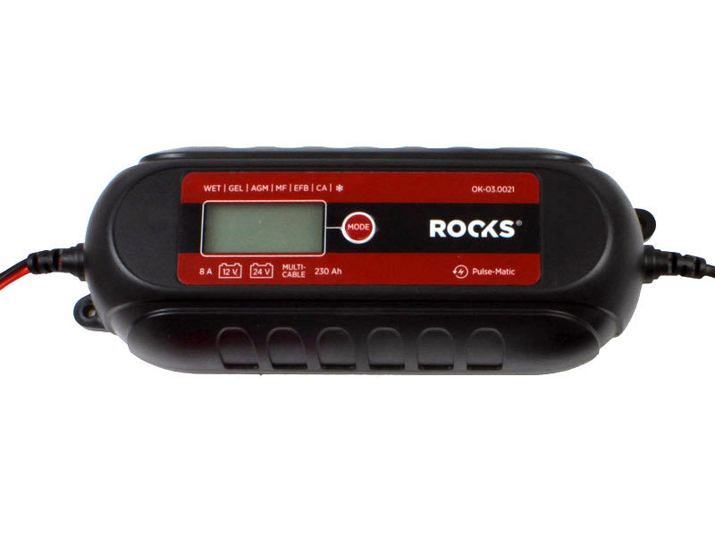 ROOKS Elektrooniline nutikas akulaadija SMART 12/24V 8 A 230 AH LCD, lisatarvikute komplekt