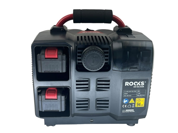 ROOKS 20V AQ-ONE kompressor 6l 1 hj 8 BAR 36 V, kompl. 2 x 4 Ah akuga