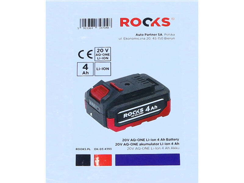 ROOKS 20 V AQ-ONE Li-ion aku 4 Ah