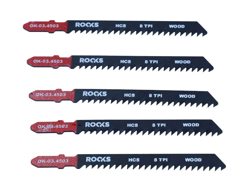ROOKS Tikksae leht HCS, TÜÜP T, puit, 8 TPI x 100 mm, kompl. 5 tk